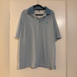 Ping Men's Light Blue and White Striped Polo - Farm Neck